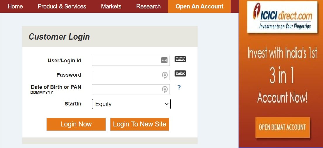 ICICIdirect Login Mobile