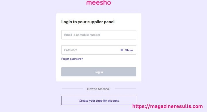 Meesho Supplier Login Page